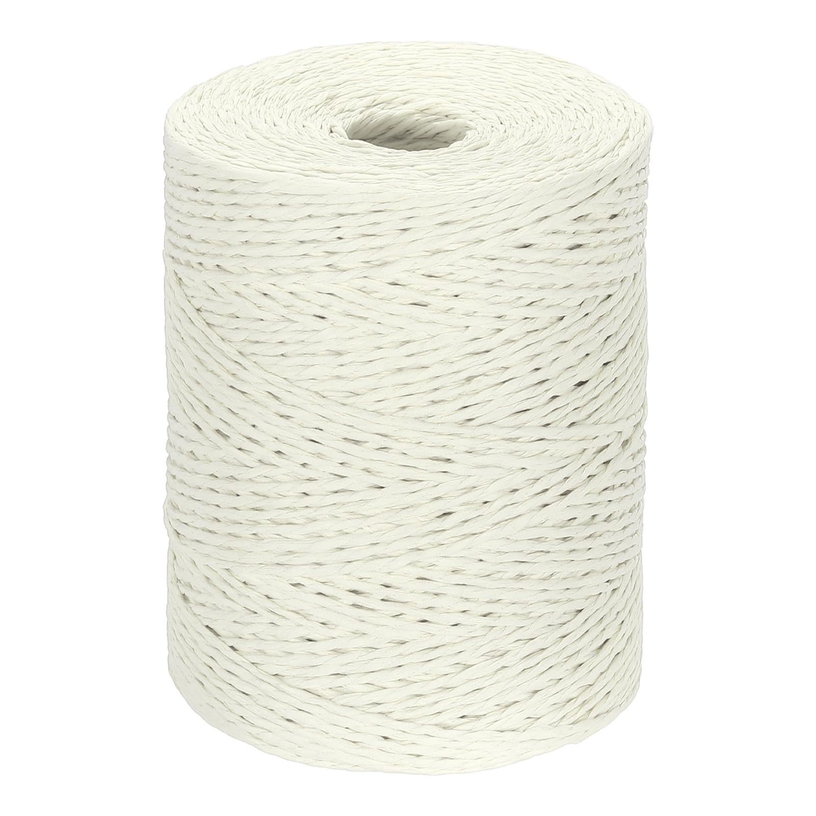 PATIKIL Natural Cotton Raffia Yarn 328 Yard, Crochet Raffia Paper Ribbon for DIY Sun Hat Beach Bag Crochet Yarn Wrapping Knitting, Milk White-image-0