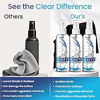 Vista 7 de Purity Limpiador de lentes de gafas en espray Kit - 3 botellas de 8 onzas de limpiador de lentes en spray + 2 paños de microfibra para limpieza