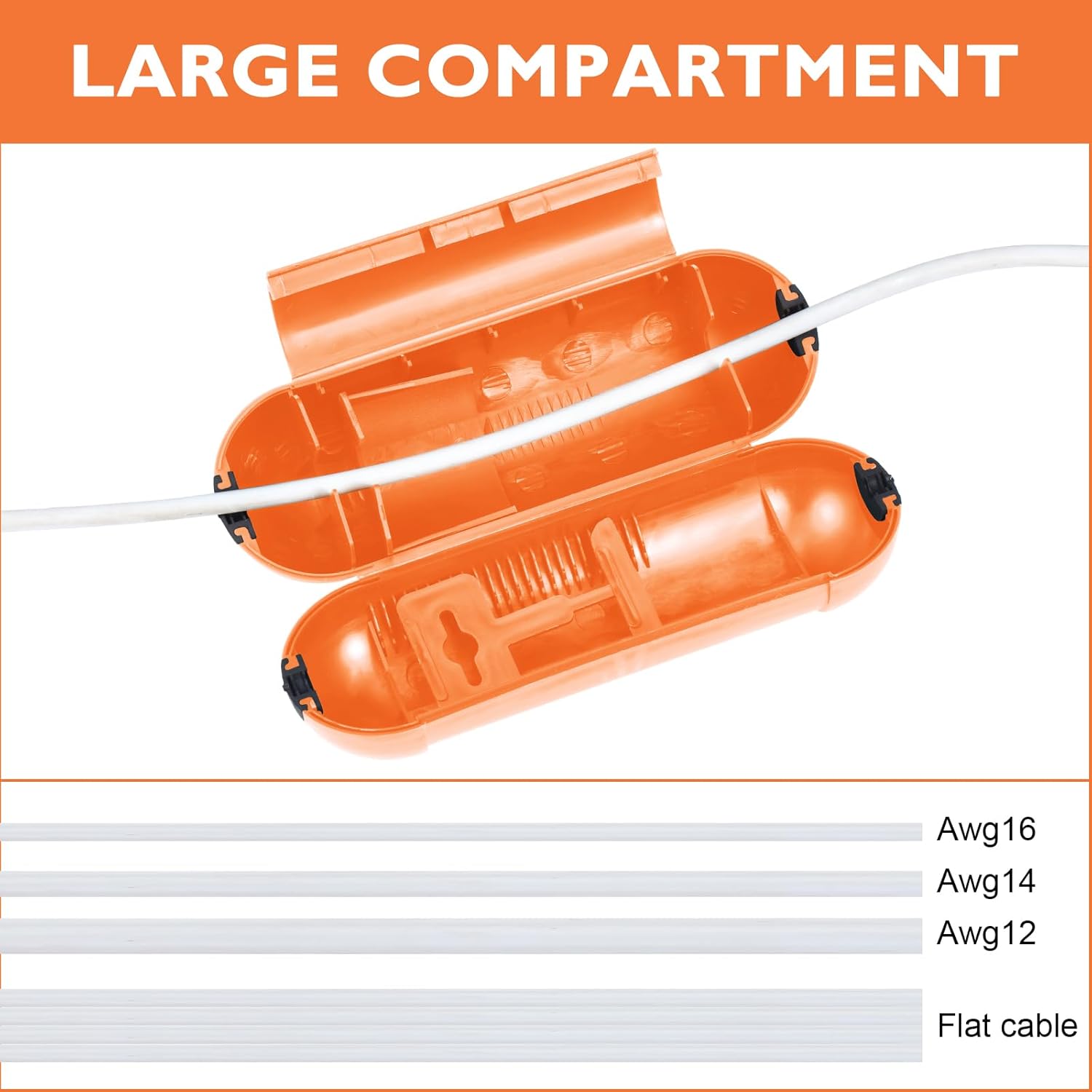 Weewooday 10 Pcs Winter Outdoor Extension Cover with Waterproof Seal Safety Protective Cover Weatherproof Plug Cord Protector Electrical Connection Box for Outlet Plug Pump Light (Orange)