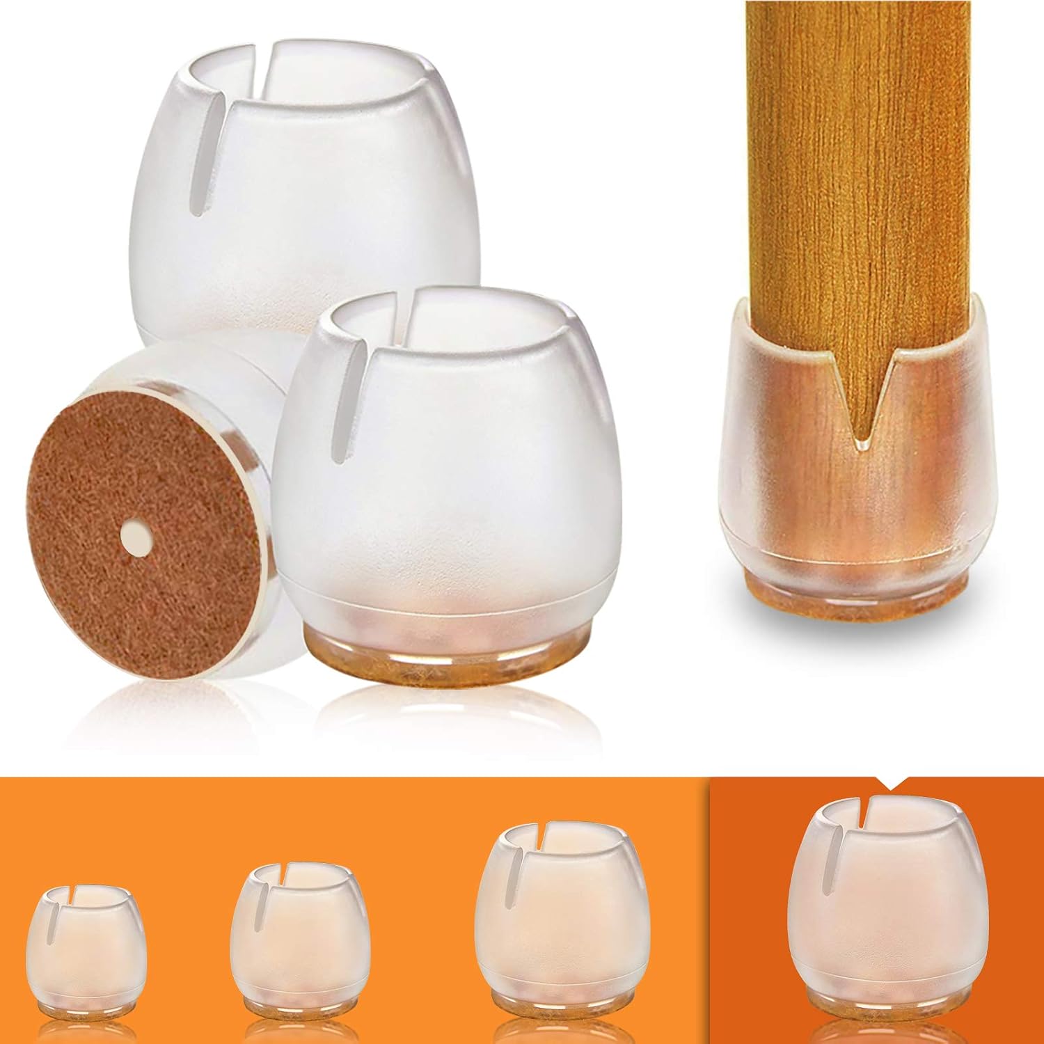 24 Pack Chair Leg Caps Silicone Floor Protector Round Furniture Table Feet Covers, Fit Round Diameter 1-7/16" to 1-5/8" (3.7cm-4.2cm)