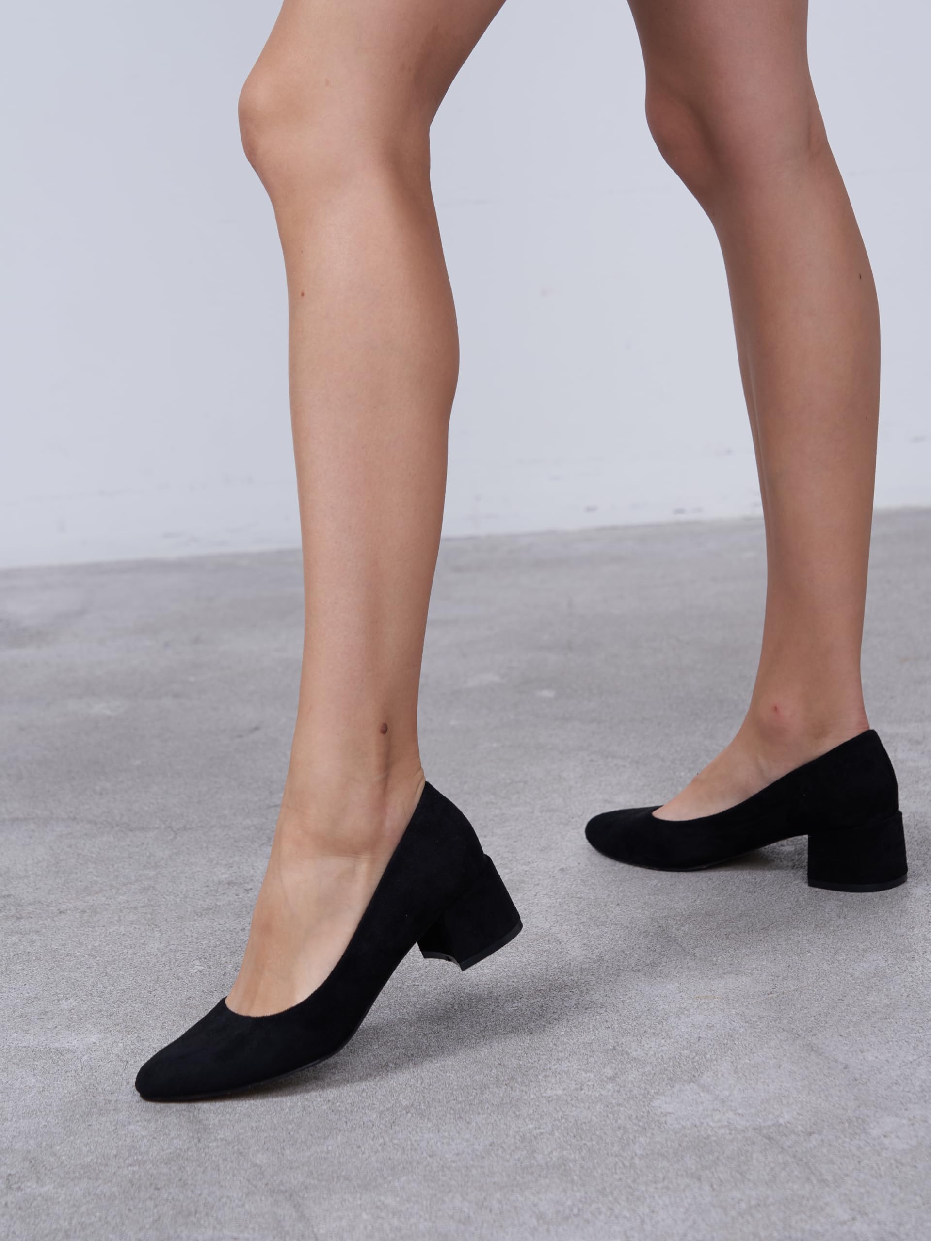 Pumps, Damen Pumps mit 4cm Blockabsatz, Schwarz, weiches Wildlederimitat/Kunstleder, Riemchenpumps Damen, Niedrigem asbsatz, 12692