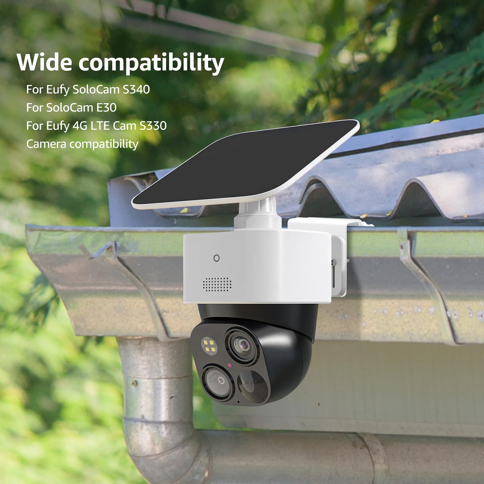 2 Stück Dachrinnenhalterung Kompatibel mit Eufy SoloCam S340/E30/4G LTE Cam S330, Überwachungskamera Halterung Ohne Bohren, Wetterfeste Edelstahl Kamera Wandhalterung für K-Stil Dachrinnen