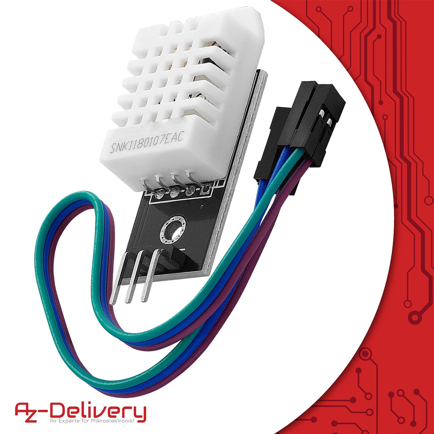 AZDelivery 3 x DHT22 AM2302 czujnik temperatury i czujnik wilgotności z płytką i kablem kompatybilnym z Arduino i Raspberry Pi wraz z e-book!