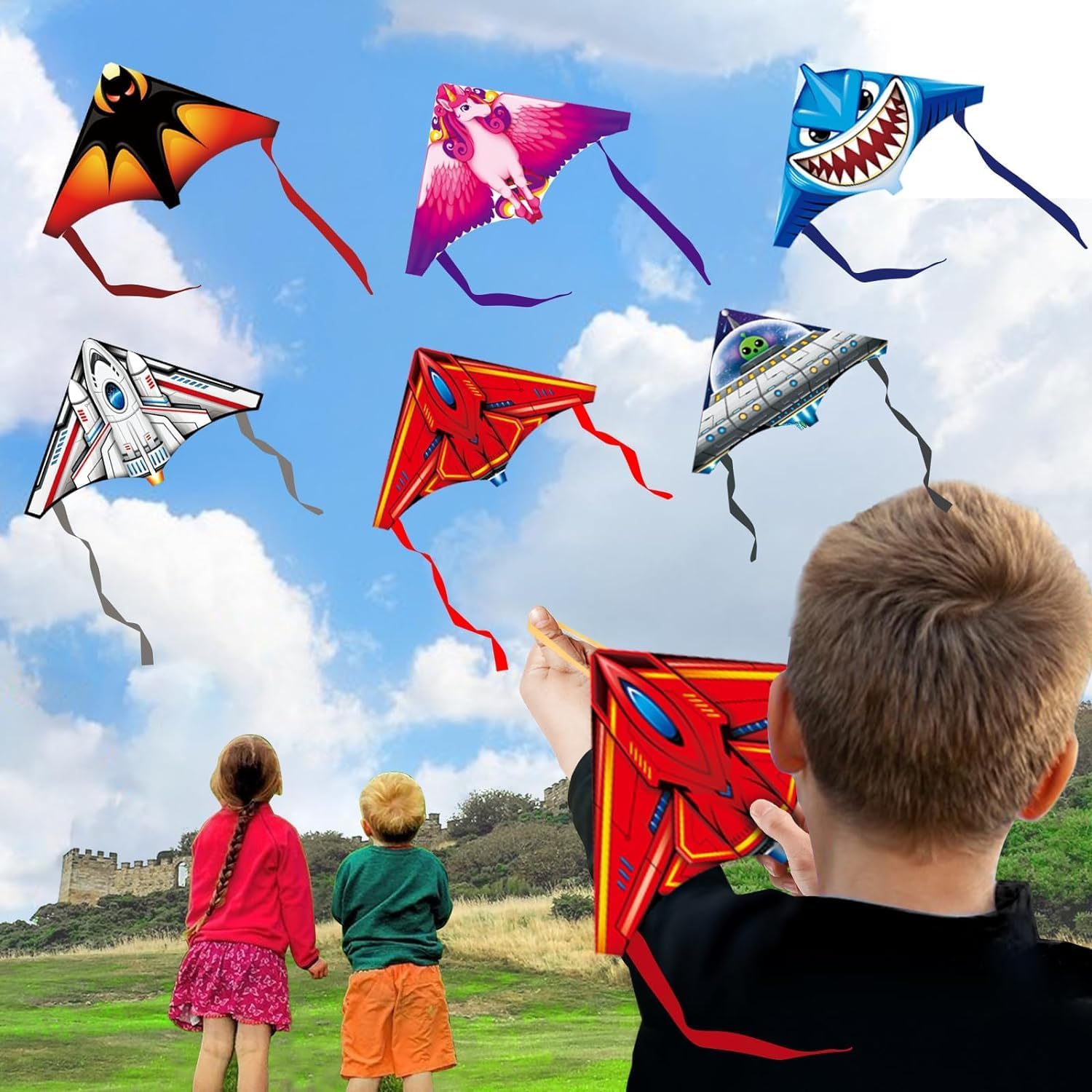 6 Pack Mini Kites for Kids Adults, Finger Launcher Kite for Age 3-5 4-8 8-12, Kids Kites Easy to Fly Ejection Kite, Flying Glider Plane Toys for Beach Outdoor Games Gift