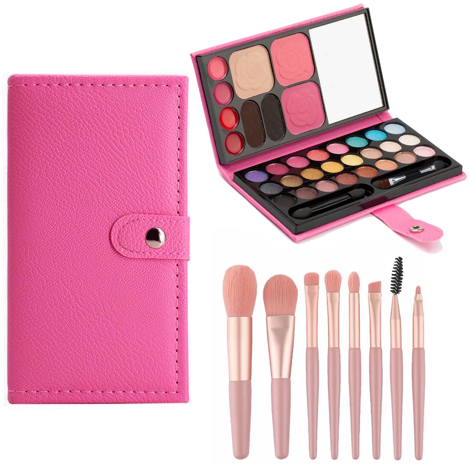 Kinderschminke Set Mädchen, Make-up-Set für Kinder, 33 Farben, Kinder Lidschatten mit 8 Pinsel, Kosmetik Spielzeug Geschenk für Bühne, Halloween, Party, Geburtstag B