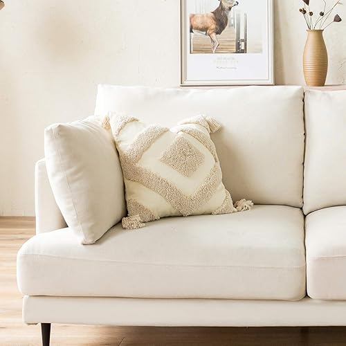 Miniatura 5 de Woven Tufted Boho Throw Pillow Cover Set of 2 Modern Decorative Geometric Diamond Chevron Cushion with Tassels Farmhouse Tribal Pillowcase for Couch