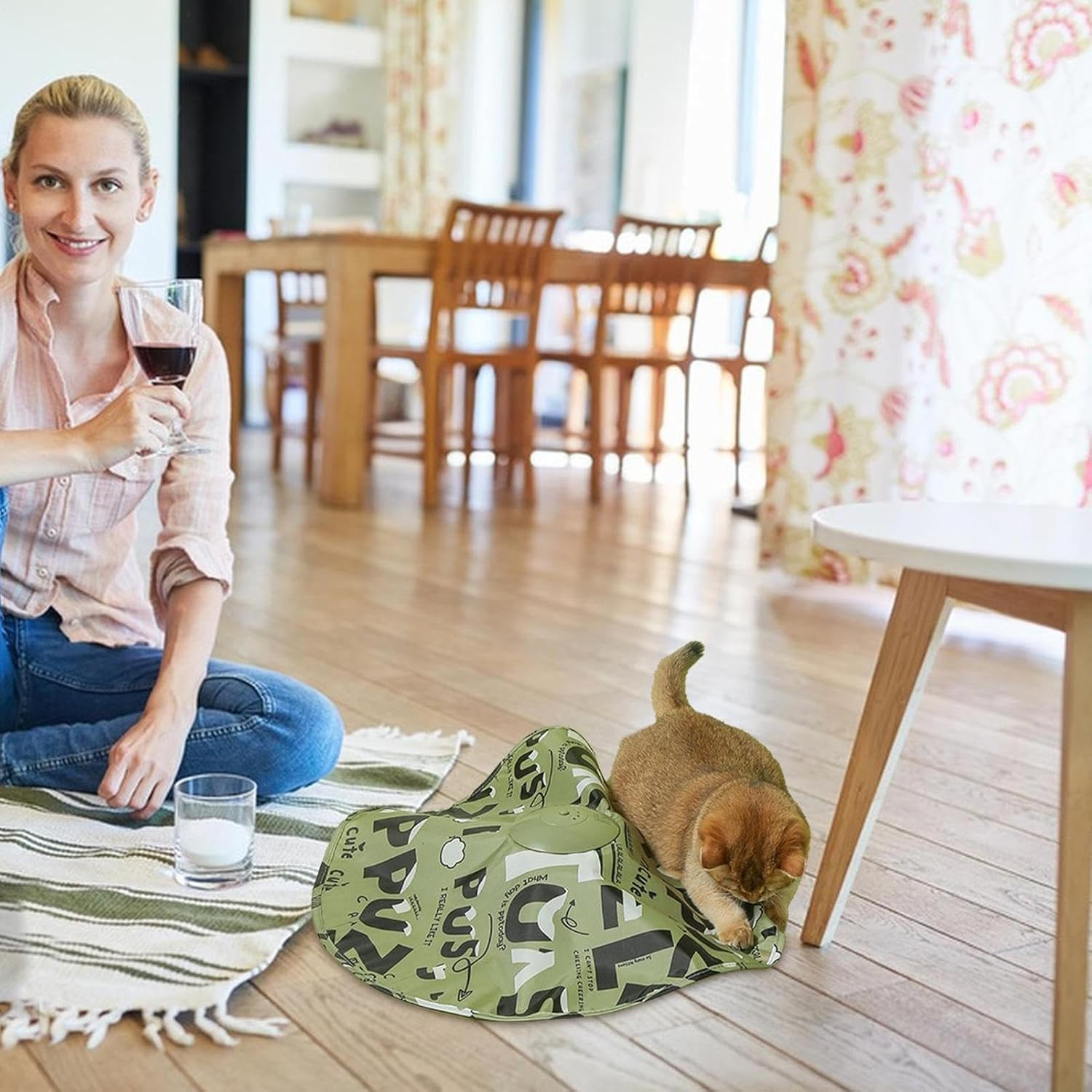 自動猫おもちゃ | 動く子猫用おもちゃ カバー付きデザイン - 追いかけっこ・じゃれ合い・爪研ぎ・運動・刺激・知育・遊び・娯楽用イン