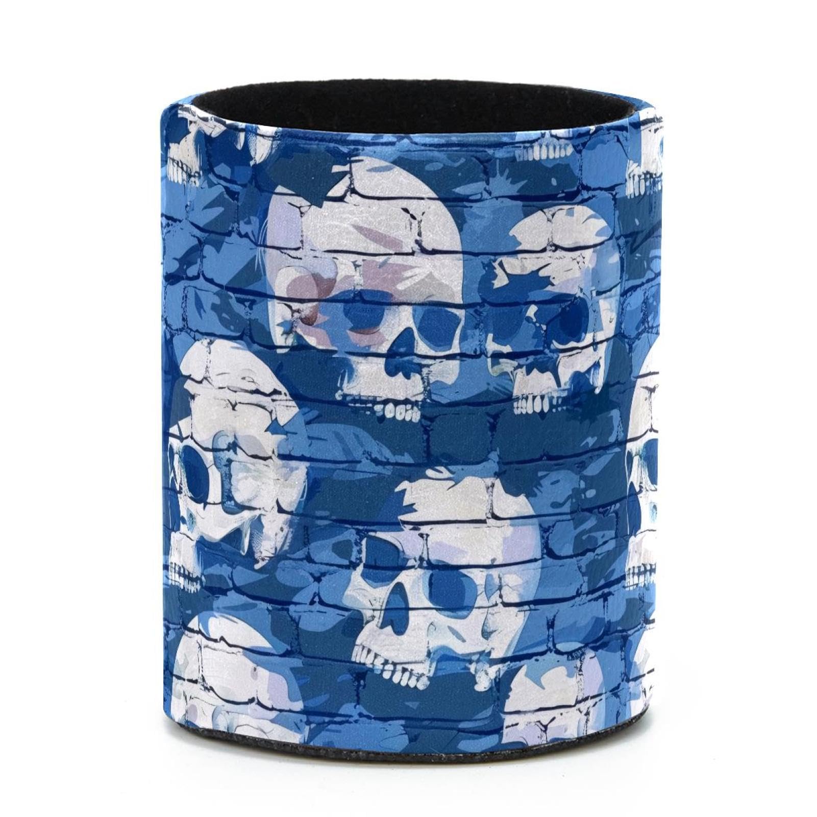 VAPOKF Round Pencil Holders for Desk, Camouflage Skulls Pen Holders Pen Pot Makeup Brushes Storage Desktop Stationery Supplies Organiser for Home Office