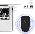 Wireless Computer Mouse, cimetech 2.4G Slim Cordless Mouse Less Noise for Laptop Ergonomic Optical with Nano Receiver USB Mouse for Laptop, Deskbtop, MacBook (BAT Black)