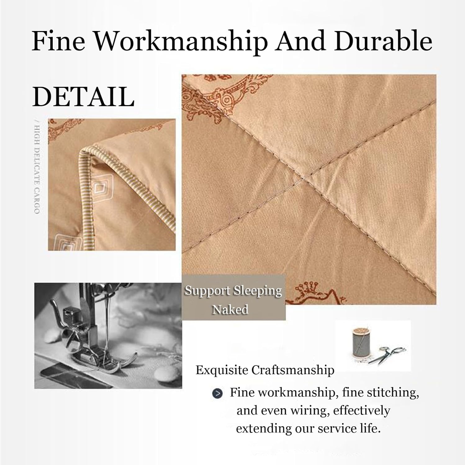 Quilt King Size All Seasons, Thicken Solid Color Quilted Comforter Core Supersoft Camel Hair Filling - Fashion Print Washable Camel Hair Quilt Soft Warm Bedding Blanket(A,200 * 230cm/4.0kg)