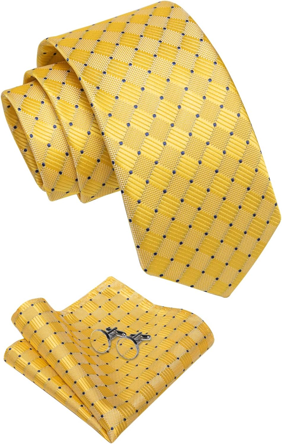 Silk Ties for Men Paisley Floral Striped Necktie and Pocket Square Cufflinks Tie Clip Set 4PC - Image 4