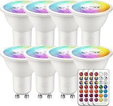 iLC LED Spotlight GU10 Coloured Colour Changing Bulb RGB White Dimmable Warm 2700 K Equivalent to 40 W – 5 Watt RGBW Colours – Remote Control Included Pack of 8