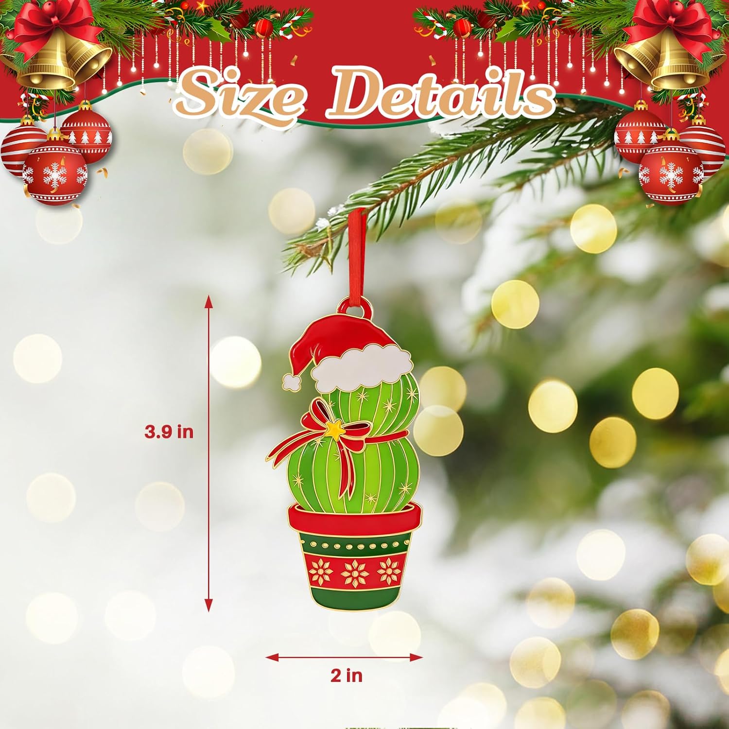 Cactus Christmas Ornaments 2025 for Holiday Party Decor, Metal Ornament for Home, Xmas Gift Cute Tree Decorations - Image 2