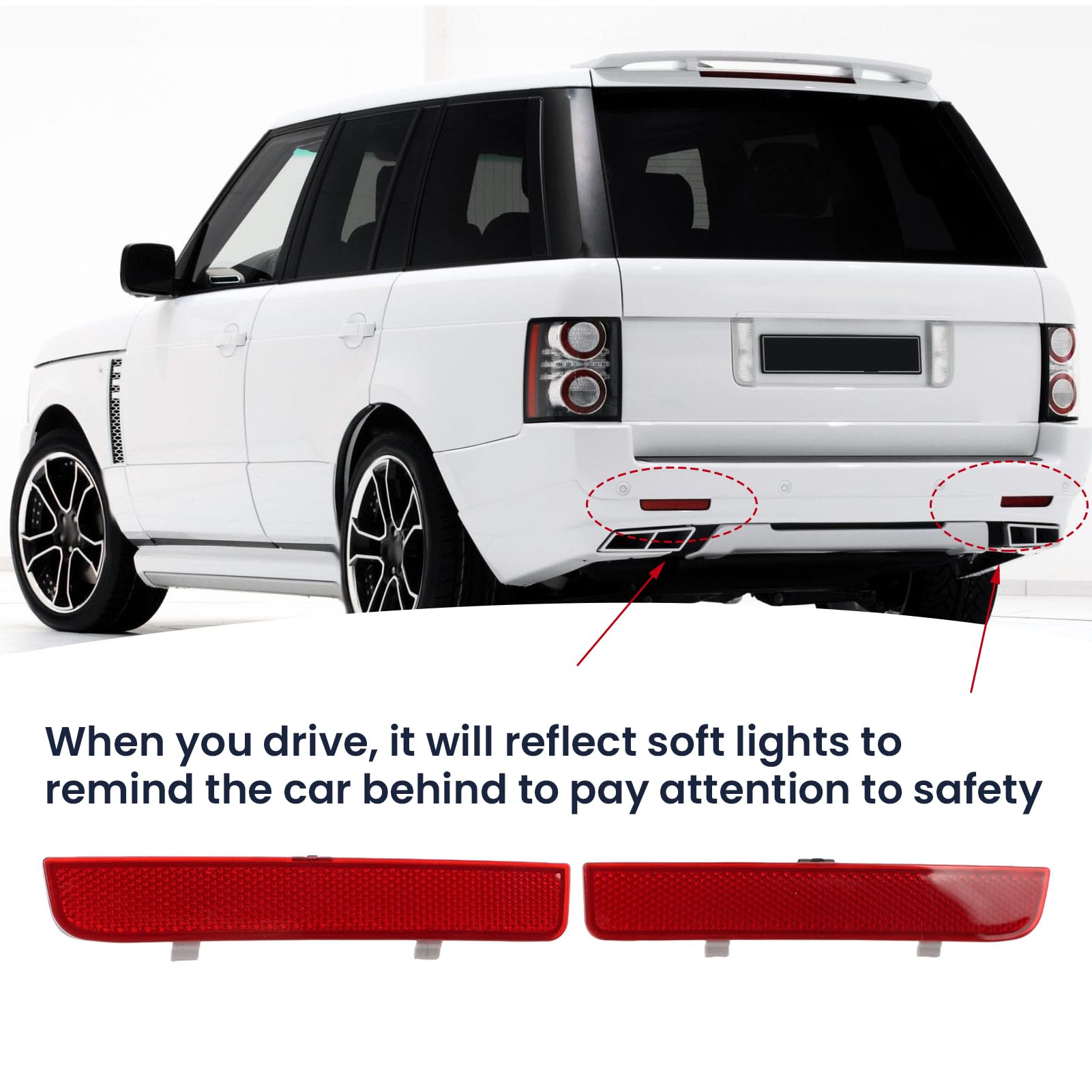 AOWINHIT 1 Pair Rear Bumper Reflector LR006348 Tail Bumper Marker Reflector for Range Rover L322 2 L359