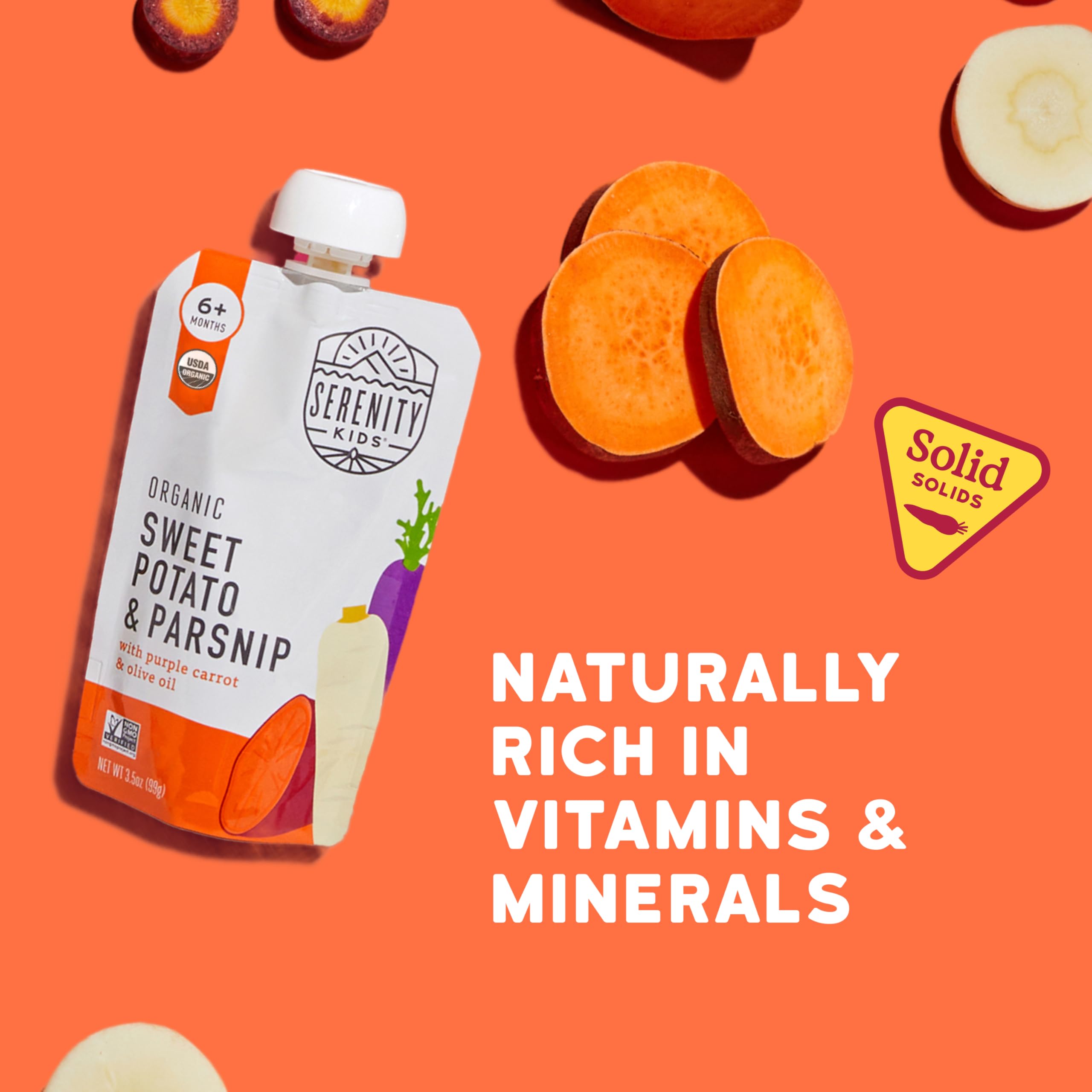 Serenity Kids 6+ Months USDA Organic Veggie Puree Baby Food Pouches | No Sugary Fruits or Added Sugar | Allergen Free | 3.5 Ounce BPA-Free Pouch | Sweet Potato & Parsnip | 1 Count thumbnail 5