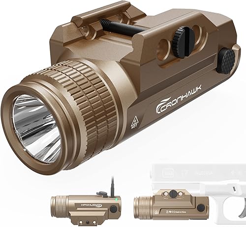 Luz de pistola recargable, linterna táctica de 700 lúmenes montada en riel compacto para Picatinny MIL-STD-1913 y Glock