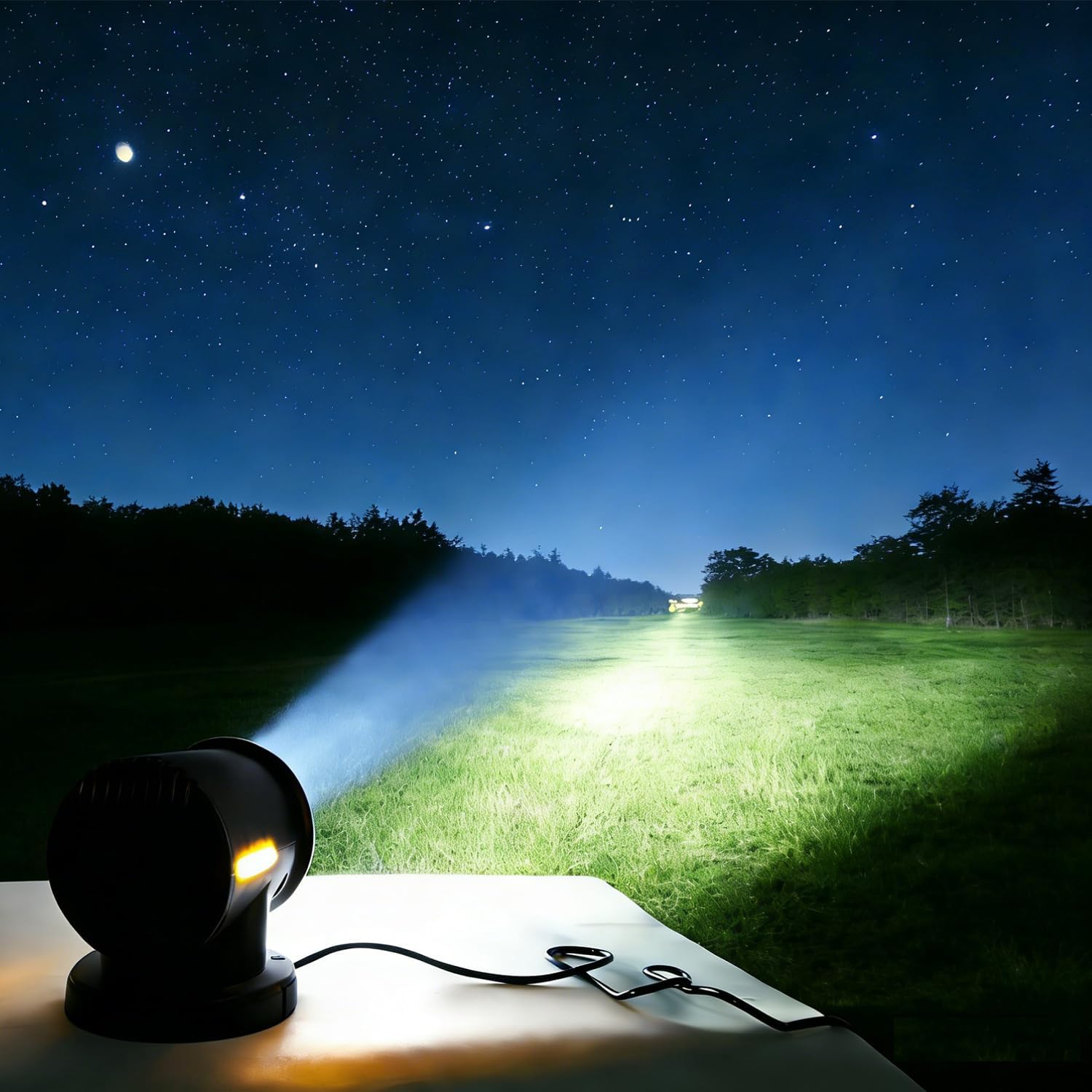 Remote Control Search Spotlight for Truck,60W 6000lm Boat LED Auto Reset Rotating Backup Lamp,360 Rotating Car Roof Top Marine Go Outdoor Searchlight with Wireless Remote, 6 Powerful Magnets (Black)