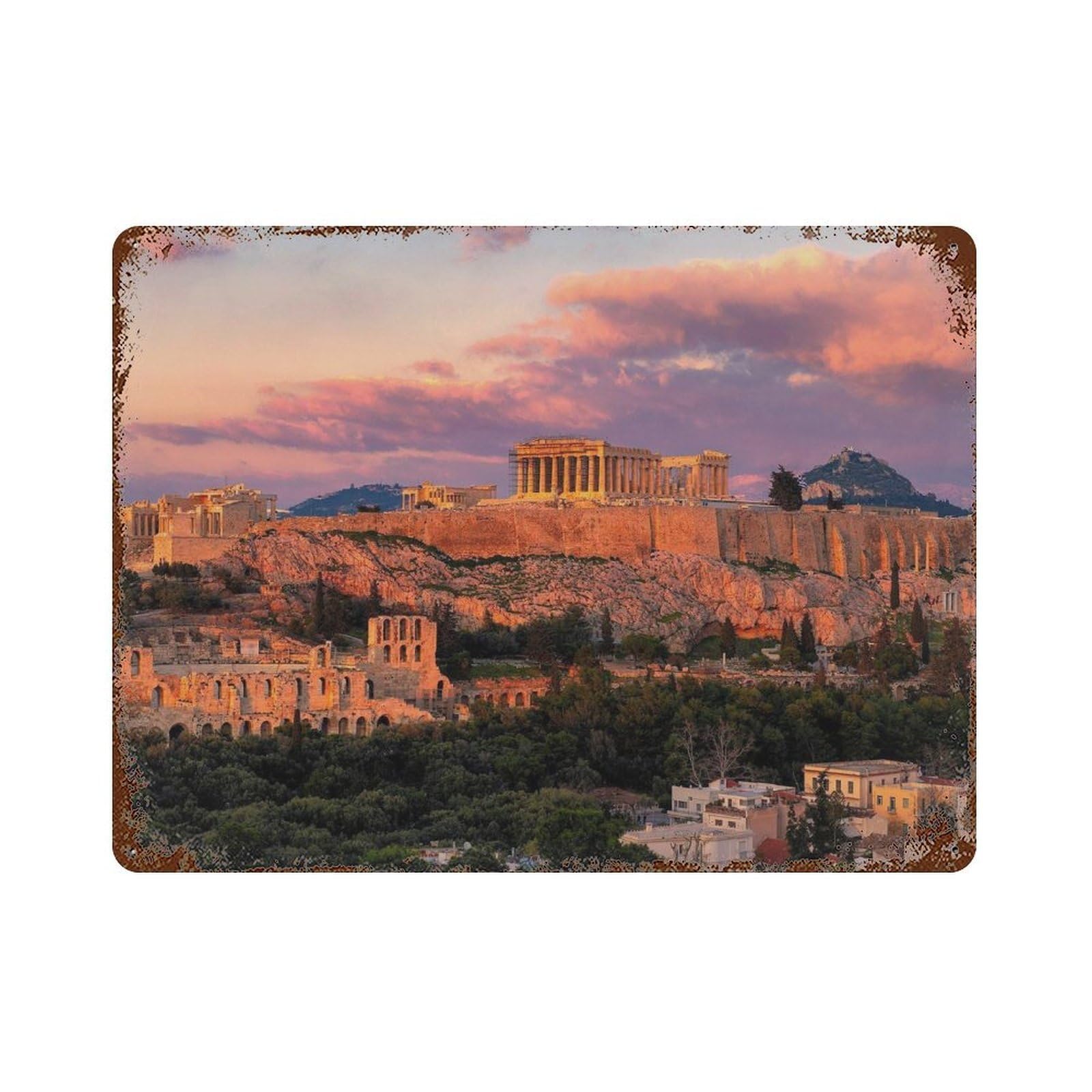 xiaoxiaoshen Real Photo Athens Decor Greece Europe Wall Decor Art Metal Tin Poster Modern Home Decor Art Home Bar Shop Decorations Vintage Sign 30x40cm
