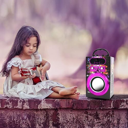Miniatura 7 de Kidsonor Máquina de karaoke Bluetooth para niños con 2 micrófonos, control remoto inalámbrico recargable portátil, altavoz de karaoke para música,