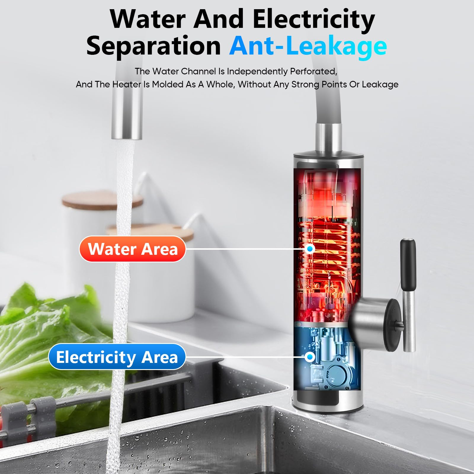 Scallo Idrico Istantaneo Elettrico, Rubinetto Riscaldato Da 3000w 220 V Con Presa Flessibile E Display A Temperatura Lcd, Riscaldatore Intelligente Per La Cucina, Il Giardino, Il Bagno