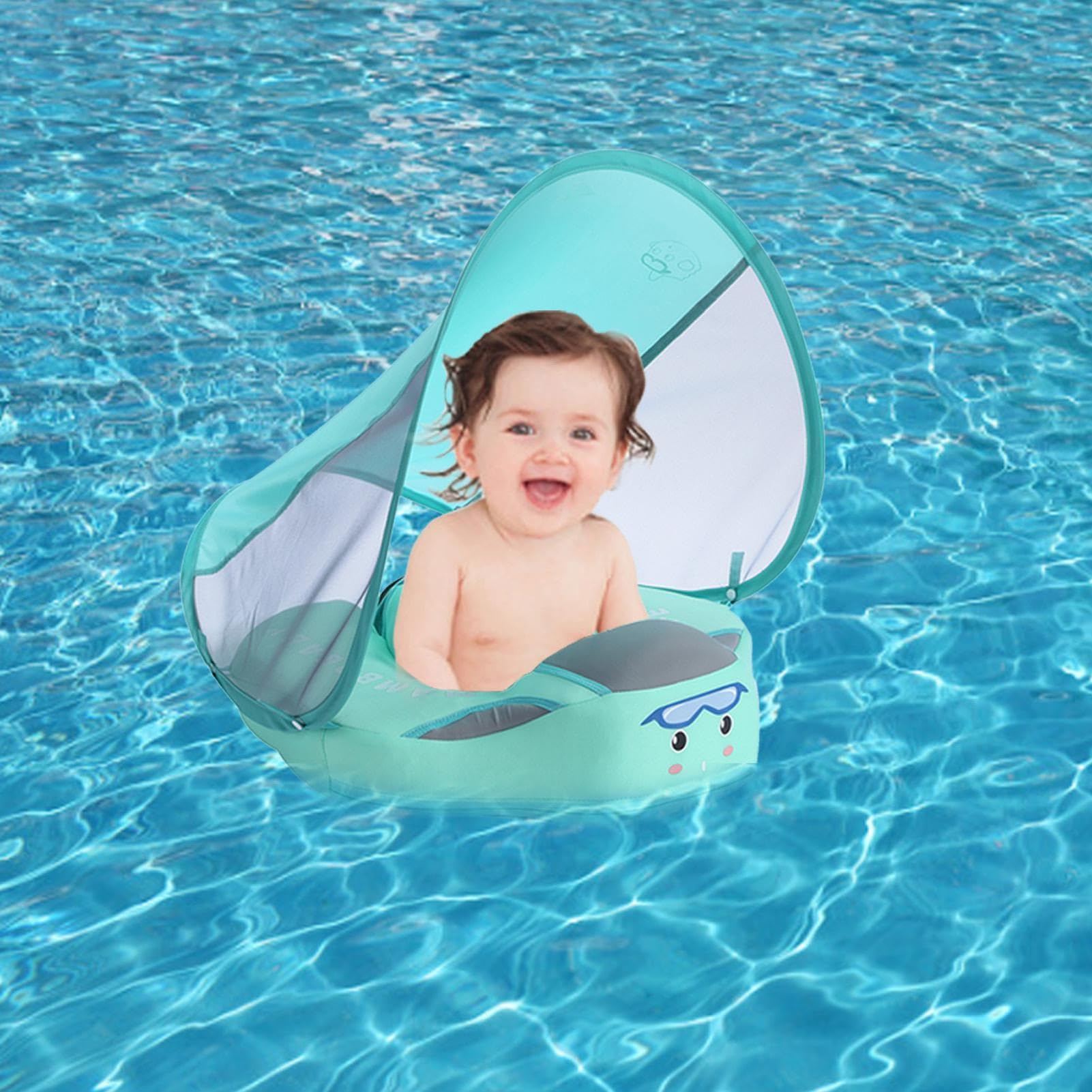 Flotador para Bebé Flotador Infantil para Piscinas | Antivuelco Con Sombrilla Protectora Desmontable Para Viajes De Verano, Lagos Y Bañeras Exteriores - Para Bebés De 3 A 24