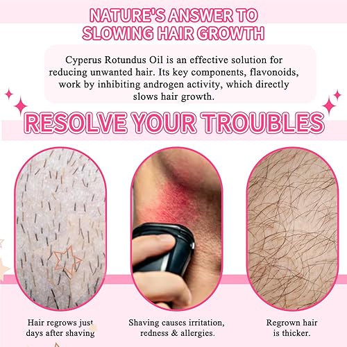 Miniatura 7 de Aceite Cyperus Rotundus para depilación, fórmula natural para reducir y ralentizar el crecimiento del vello corporal, alivia la piel, ingrediente