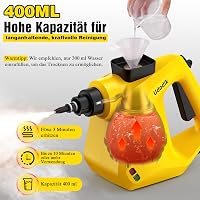 Udodik Hordozható Gőztisztító 10 Tartozékkal - Szőnyeg, Függöny, Kanapé, Konyha, Fürdőszoba Tisztításához - Vegyszermentes 350ml Tartály (Sá 5