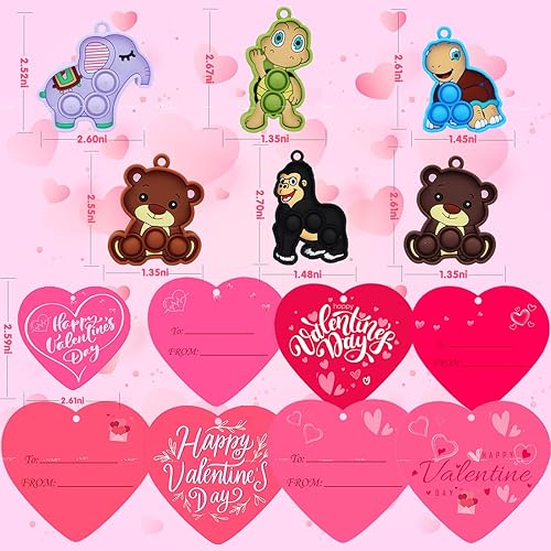 Miniatura 2 de Regalos para el día de San Valentín para niños, 24 juguetes de animales con tarjetas del día de San Valentín, regalos de intercambio de San Valentín