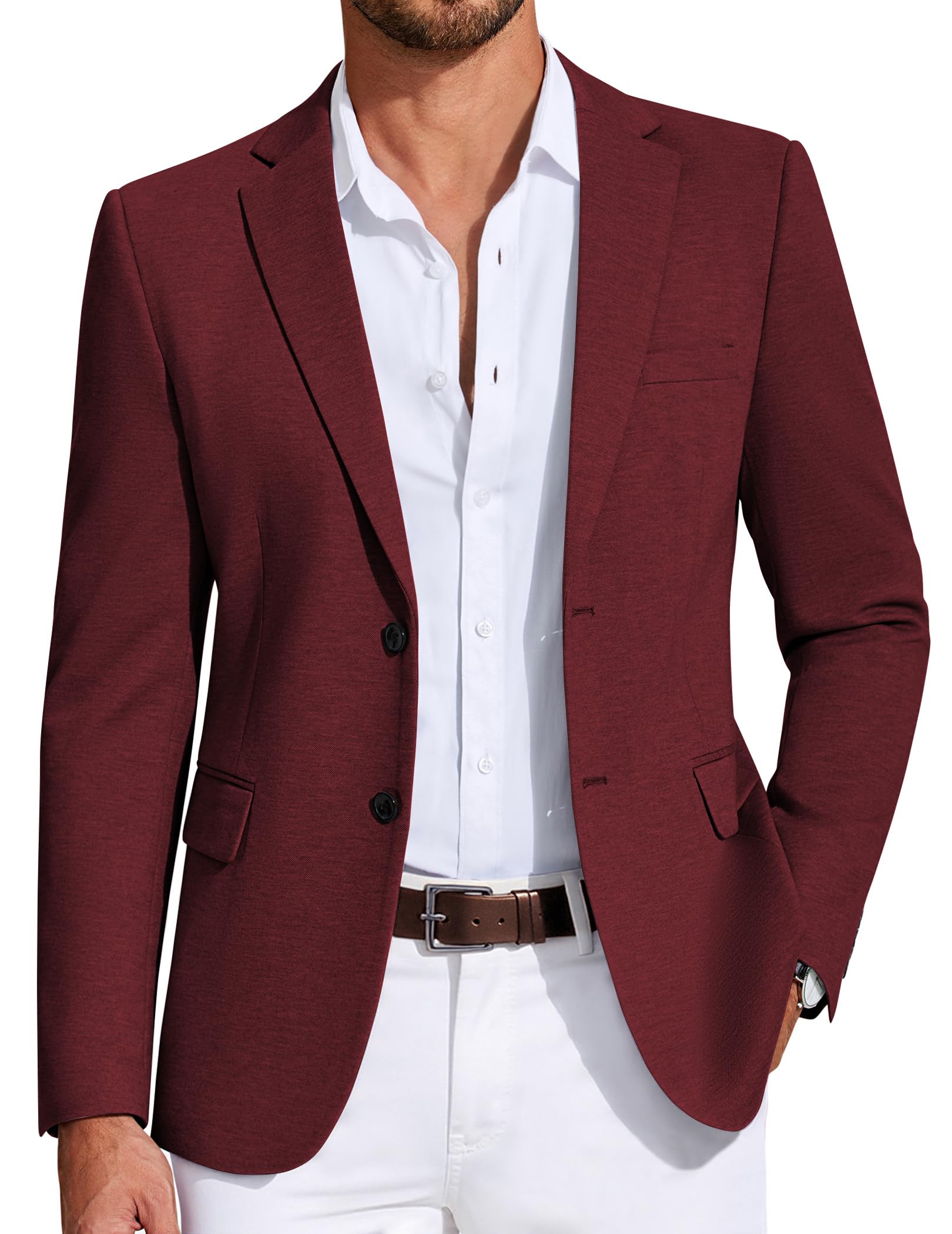 COOFANDY Mens Casual Blazer Knit Sport Coat Lightweight Two Button Suit Jacket