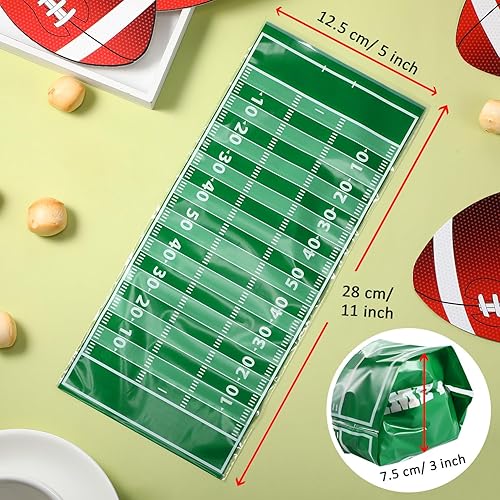 Miniatura 3 de Blulu 100 bolsas de golosinas de fútbol de celofán, bolsas de plástico sellables con calor de celofán con lazos plateados, recuerdos de fiesta