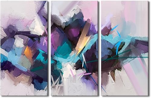 Abstract Large Wall Art 3 Panels Colorful Oil Painting Canva