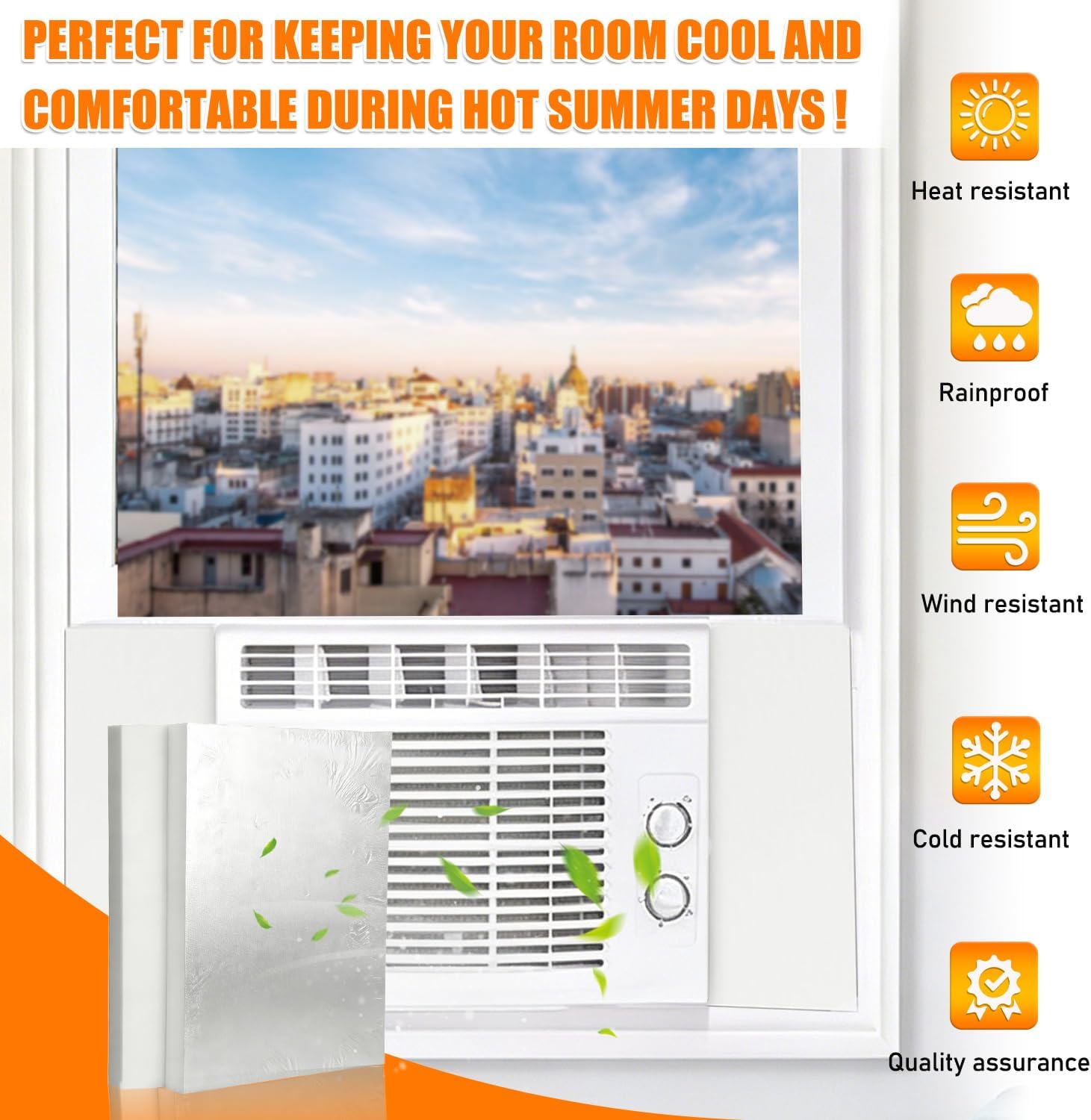 Window AC Insulated Foam Panels, Foam Seal Panels Kit for Air Conditioner, Blocks Cold, Heat Leaks, All Season Weather Stripping