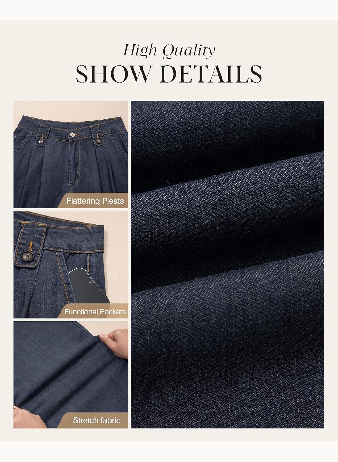 Dokotoo Womens Wide Leg Jeans High Waisted Stretchy Straight Leg Jeans Loose Trendy Denim Cargo Pants with Pockets
