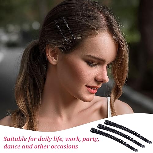 Miniatura 5 de Nuorest 20 horquillas negras con diamantes de imitación de imitación, horquillas para el cabello con diamantes de cristal brillante para mujer,