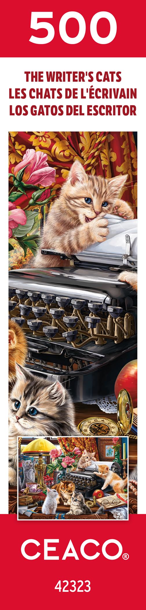 Ceaco - Paws Gone Wild - The Writer's Cats - 550 Piece Jigsaw Puzzle by CEACO - Used condition - Image 8