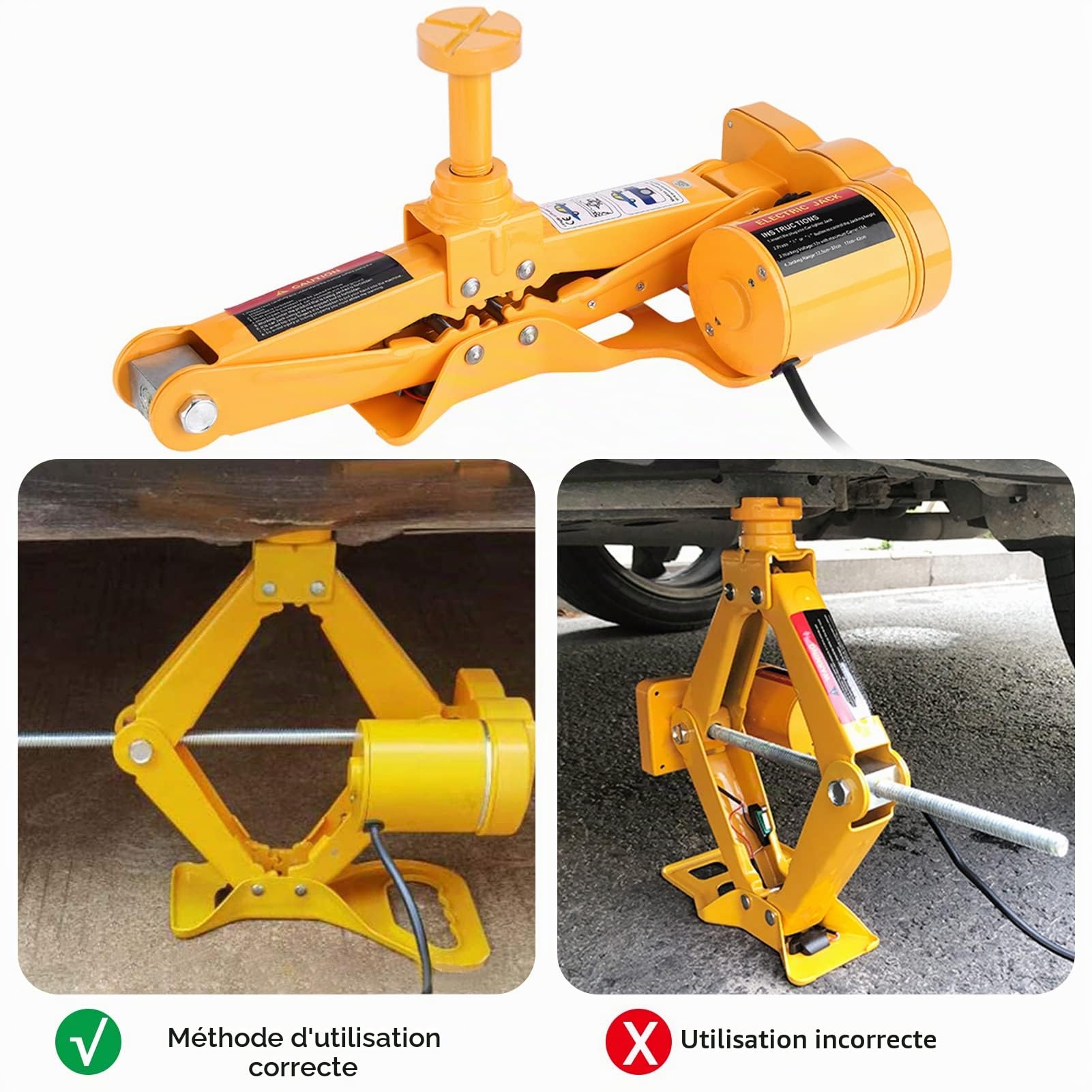 3T Cric Electrique Voiture DC 12V, Crics de Levage Auto 120-350mm 170-420mm