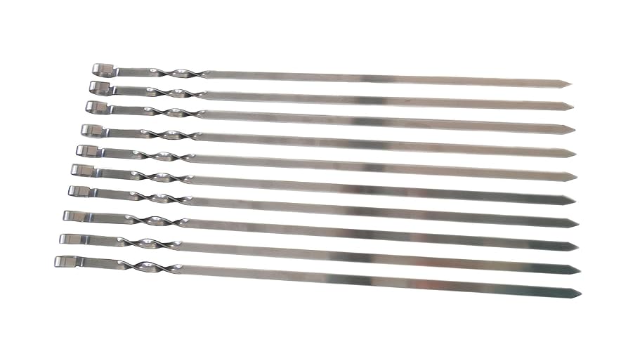 Spiedini Per BBQ In Acciaio Inox - 10 Pezzi Extra Resistanti, 40/50/60 Cm, Per Carne E Verdure