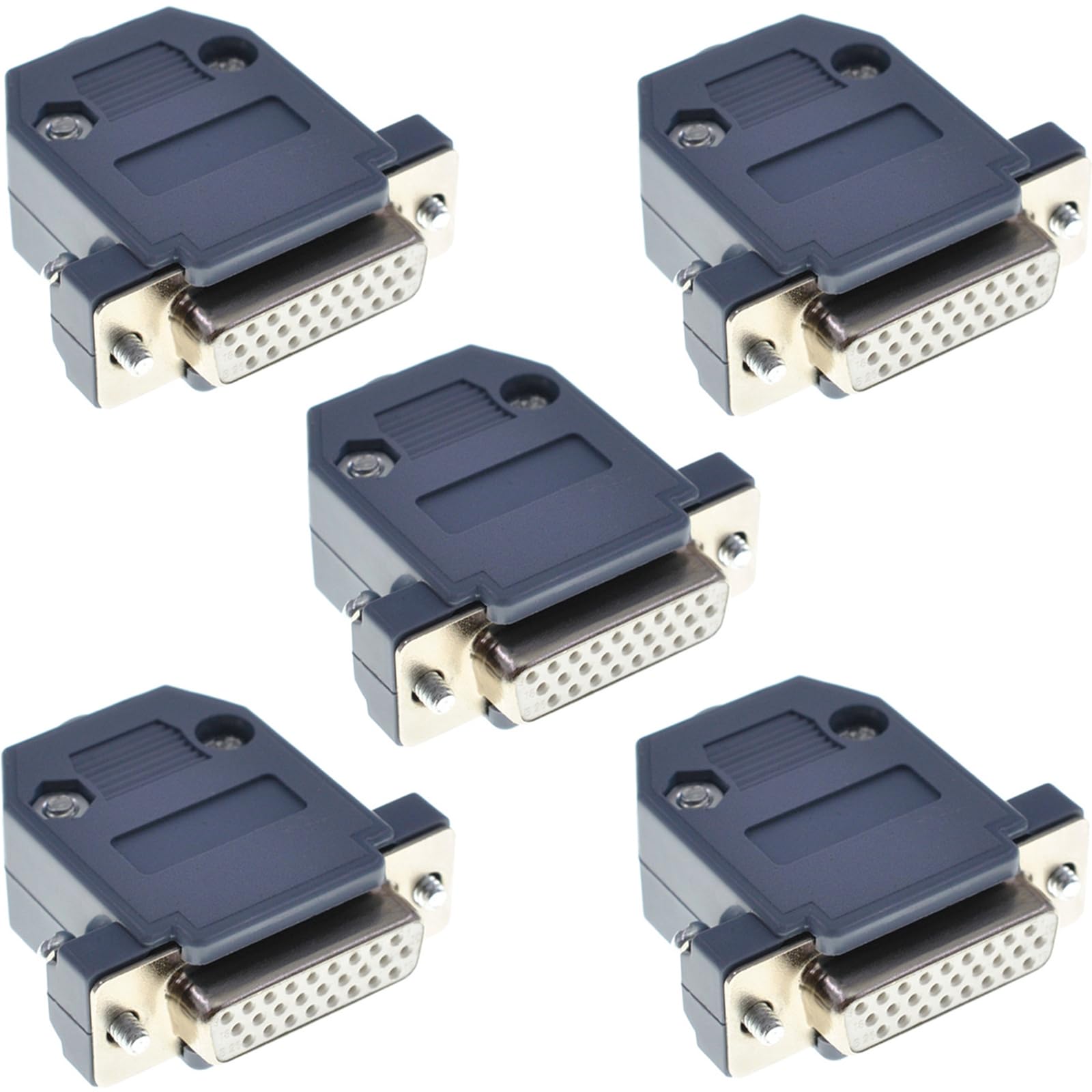 Oiyagai 5-Pack DB26 Female Connector with Plastic Hood, 26 Pin Solder Type D-Sub Adapter for Serial Port, DIY Projects, Industrial Equipment Repair