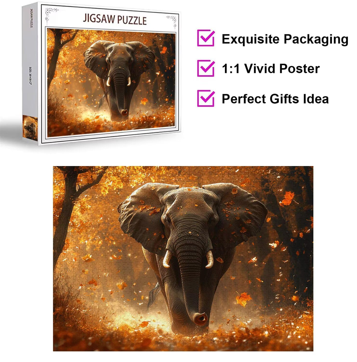 Puzzle 6000 Pezzi Elefanti Puzzle Classici per Gioco Familiare, n-91 | Impossibile Puzzles, Intrattenimento Creativo, Rilassamento Intelligence, Regalo per Amore e Amico, Decorazioni Casa, Autunno