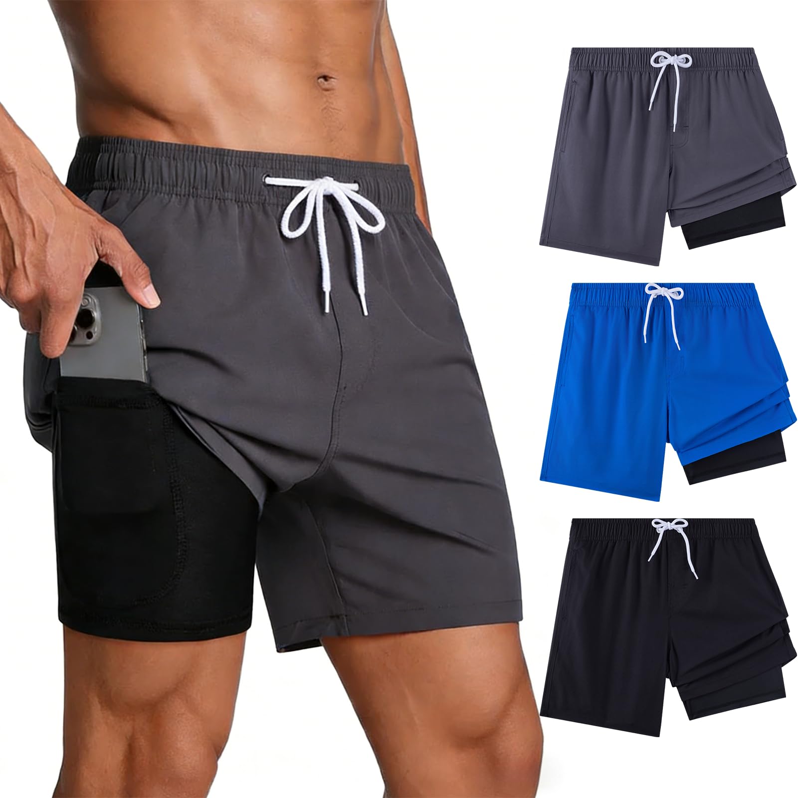 ROSEGIN 3-Pack Mens Swim Trunks