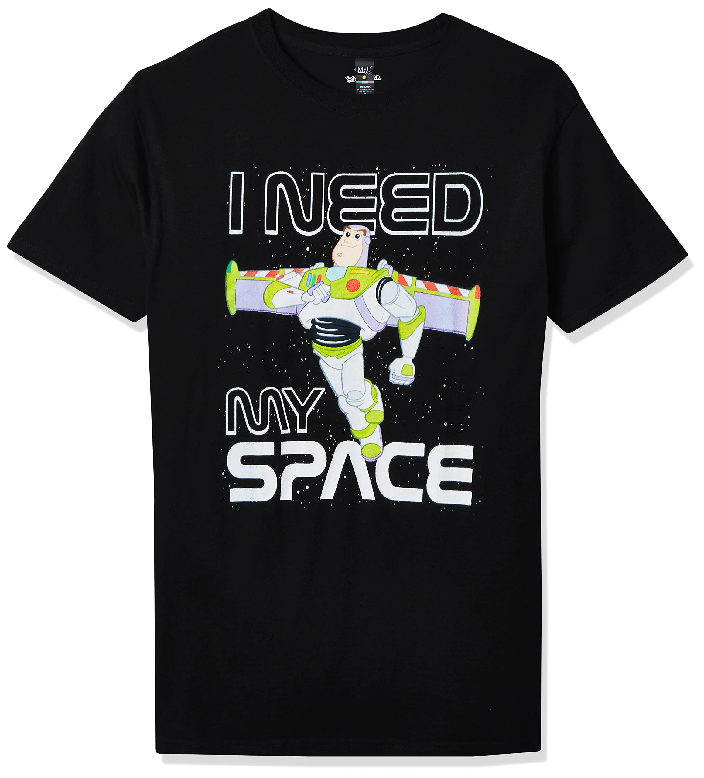 DisneyMen's Toy Story Buzz I Need My Space Graphic T-Shirt, Black, Medium