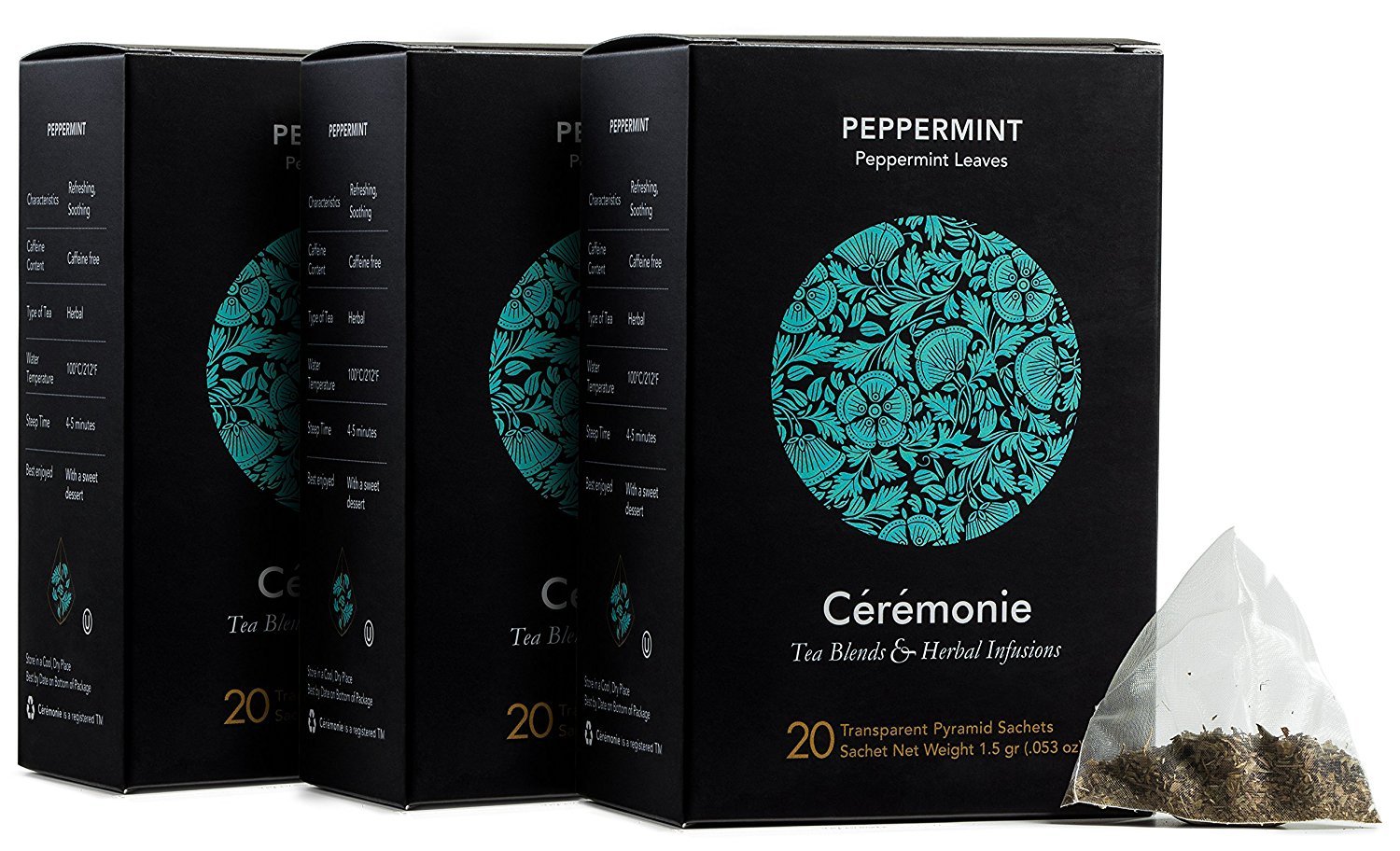 Ceremonie Peppermint Herbal Infused Tea - Refreshing and Caffeine-Free with Mint Flavour For Relaxing Experience - 4-5 Minutes Steep time - Ideal Pairing With Sweet Desert