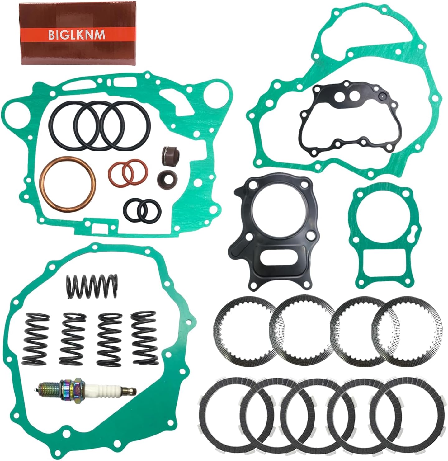 Complete Engine Clutch Plate Kit & Gasket Kit & Sparking Plug & Springs Fit for TRX250X Sportrax 250 TRX250EX Recon 250 TRX250X TRX250TM TRX250TE