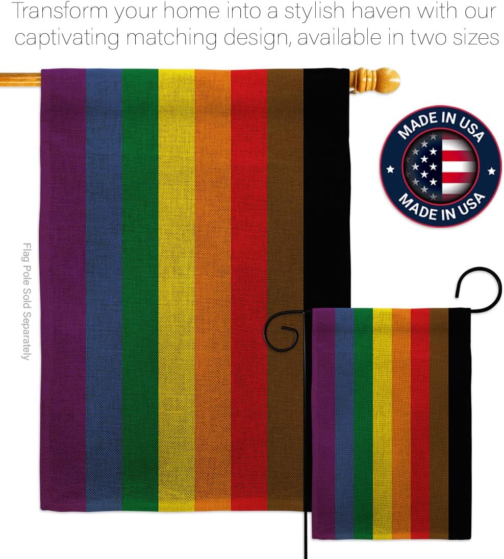 Americana Home & Garden Philadelphia Garden Set with Stand Support Pride Rainbow Love LGBT Gay Bisexual Pansexual Transgender Flag-House Banner Small Yard Gift Double-Sided, Thick Burlap, Made in USA