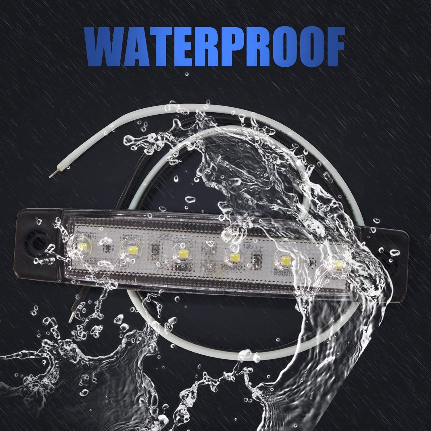 Seitenmarkierungsleuchte, 20 Stück Auto-Seitenblinker 6 LED Positionslichter vorne hinten 12V-24V für LKW Anhänger, LKW, Van, Caravan, Boot, Bus, SUV, Seitenlichter (Weiß)