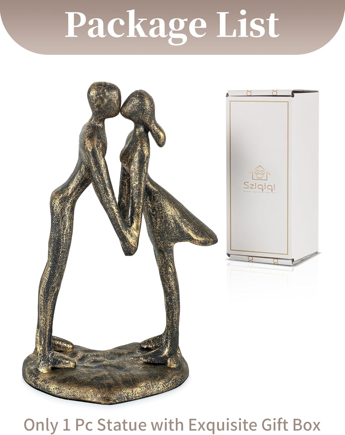 Sziqiqi 8th Anniversary Couple Gifts: 8 Year Anniversary Wedding Gifts for Him Her - 8th Wedding Gift for Husband Wife - Gift for Christmas Birthday Valentines Day Kissing Couple Figurines - Image 8