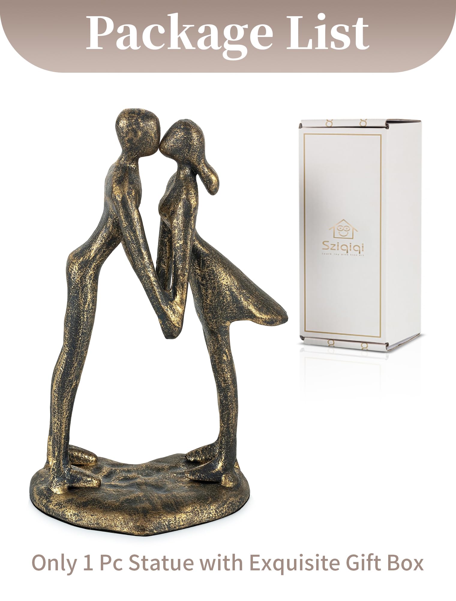 Sziqiqi 8th Anniversary Couple Gifts: 8 Year Anniversary Wedding Gifts for Him Her - 8th Wedding Gift for Husband Wife - Gift for Christmas Birthday Valentines Day Kissing Couple Figurines