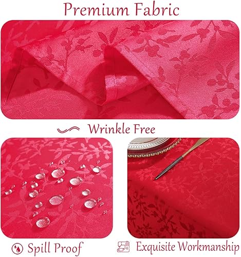 Miniatura 4 de SASTYBALE Mantel de Navidad rectangular de 52 x 70 pulgadas, diseño de baya de acebo jacquard, a prueba de derrames, sin arrugas, mantel de tela de