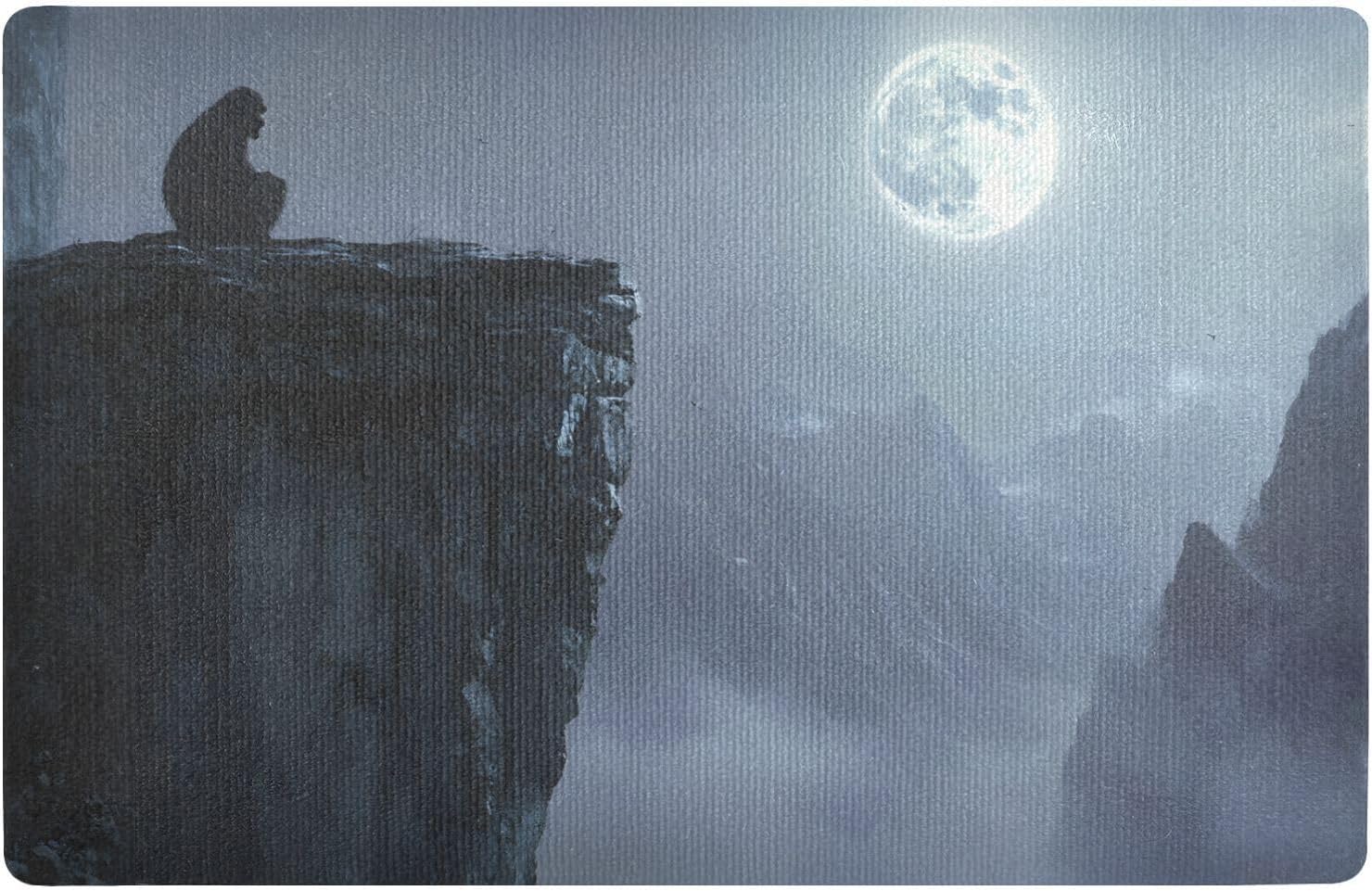 Doormat Sasquatch Moon Print, Welcome Mat 20x32 inches Dirt Resist, Door Mat for Entryway Front Door Bedroom Bathroom