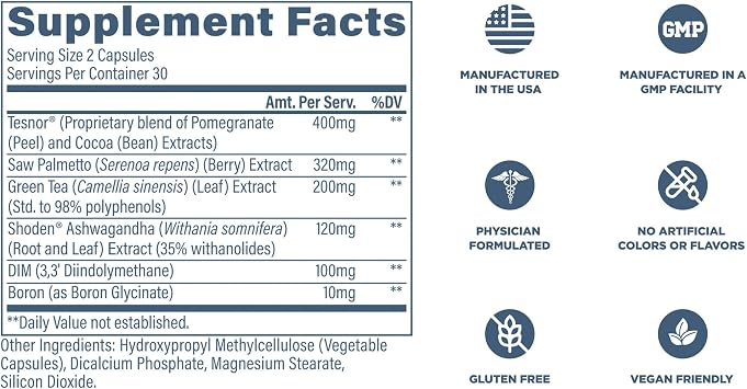 Revive MD DIM Supplement for Men Supports Hormone Balance, Male Sexual & Prostate Health Healthy Testosterone & Estrogen Levels with Ashwagandha & Green Tea (60 Vegetarian Capsules, 30 Servings)
